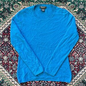 Lord & Taylor Turquoise Cashmere Crewneck Sweater